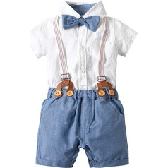 0 to 24 Months Fashion Infant Clothing for Infant Baby Boys Gentleman Suit Bow Tie Shirt Suspenders Shorts Outfit Set