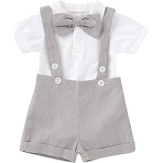 0 to 24 Months Summer Toddler Clothes Set Newborn Baby Boys Bow Shirts Romper+Suspender Shorts Gentleman Outfits Set