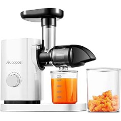 Slow Masticating Juicer, AAOBOSI Juicer Machines with Quiet Motor/Reverse Function/Easy to Clean Brush - Delicate Chopping without Filtering - Cold Press Juicer for Fruit and Vegetables, White