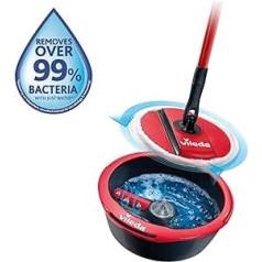 Vileda Spin & Clean Mop Black and Red Round Compact Bucket