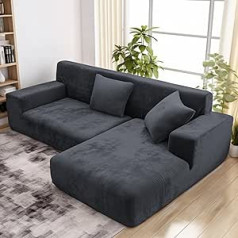 wiipara biezs samta dīvāna pārvalks L forma, elastīgs dīvāna pārvalks universāls dīvāna pārvalks, īpaši mīksts plīša dīvāna pārvalks, luksusa dīvāna pārvalks (L formas stūra dīvānam nepieciešami divi), dīvāna pārvalks 2 vietīgs, tumši raupjš