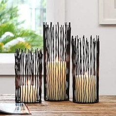 Iron Willow Candle Holder Set of 3, Metal Black Pillar Candle Holder for Table Canterpieces Modern Candle Holder for Dinner Room Tabletop, Home Decoration, Indoor, Outdoor Decor