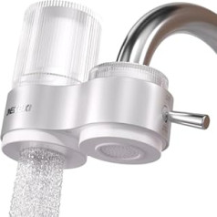DEKEXI ūdens filtrs Krāna ūdens filtrs krāna dzeramā ūdens filtrs mājas virtuvei aktīvā ogle ar samazinātu hlora saturu Sliktas garšas metāla korpuss ar 1 rezerves filtru (balts)