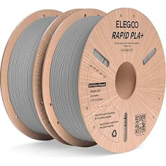 ELEGOO ātrgaitas PLA+ kvēldiegs 1,75 mm, pelēks, 2 kg, ātrdarbīgs PLA plus 3D printera kvēldiegs ātrdarbīgai drukāšanai ar ātrumu 0–600 mm/s, izmēru precizitāte +/-0,02 mm, 2 kg spole (4,4 mārciņas)