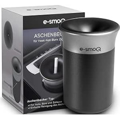 e-smoQ Ashtray for Heets IQOS 3 Duo Starter Set, Iluma Terea, Tray for Tobacco Sticks, Accessories for Car with Lid Odour-Proof (Black/Grey)