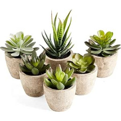 Primaison Artificial Succulent Plants Pot Set Decorative Fake Succulent Plants Faux Plastic Plant Indoor & Outdoor for Home Office Desk Bathroom Kitchen DIY Decor Gift Set of 6