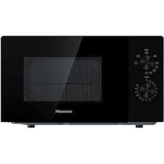 Hisense H20MOBP1G mikroviļņu krāsns ar grilu, ietilpība 20 l, 700 W jauda, 900 W grils, 5 līmeņi, taimeris 30 min, atkausēšanas režīms, rokturis, melns