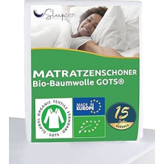 SLEEPZEN organiskās kokvilnas matrača aizsargs 70 x 140 cm - GOTS® - Oeko-Tex® sertificēts, 100% kokvilnas dabīgais flīss veselīgs un kluss, virsmatracis nav ūdensnecaurlaidīgs - ražots ES