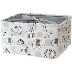 YFNHOME Children's Storage Box, Laundry Basket with Lid, Foldable Basket with Drawstring, Storage, Fabric Laundry Basket for Bathroom, Playroom, Living Room (Medium, Giraffe)