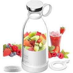 Fresh Juice pārnēsājamais blenderis to Go Smoothie Personal blenderis Bezvadu augļu blenderis Uzlādējams USB sporta kempinga fitnesam (balts+)