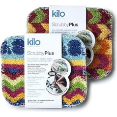 Kilo Scrubby Plus skrāpējumiem izturīgs skrāpis ar jutīgu tīrīšanas lupatiņu, daudzfunkcionāls, iepakojums pa 2, daudzkrāsains, 17 x 14 cm, komplekts pa 2, 2