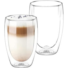 Wilmax termiskās glāzes, dubultsienu glāzes, Latte Macchiato, kapučīno glāzes, dzeramās glāzes, kafijas glāzes, ledus kafijas tase, ūdens glāzes, 400 ml, 2 komplekts