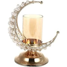 PRETYZOOM Gold Ramadan Candle Holder Moon Glass Tea Light Holder Arabic Candle Holder Metal Candle Holder Eid Mubarak Ornaments Muslim Islam Decoration Living Room Table Decoration Muslim Decoration