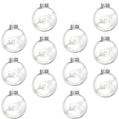 STOBOK Christmas Baubles 8 cm Transparent Fillable Christmas Tree Baubles DIY Crafts 20 Pieces Christmas Tree Decorations Christmas Decoration Christmas Tree Pendant Christmas Accessories