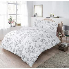 Sleepdown Plain Grey ziedu segas pārvalka komplekts Easy Care Soft Cozy 200cm x 200cm + 2 spilvendrānas 80cm x 80cm polikokvilna 5056242764090