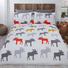 Rapport Home Moose Animal segas segas komplekts 100% matētas kokvilnas flannelette segas pārvalks gultas veļas komplekts (okera krāsa, 230 x 220 cm)