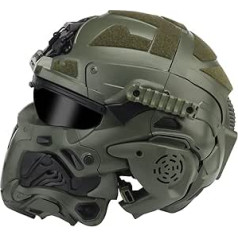 AQ zxdc Tactical Protective Full Face Helmet with Mask Headset Glasses Fog Fan for Airsoft Paintball