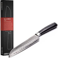 Klamer Premium Santoku Damaskas nazis Īsts japāņu tērauda 18 cm šefpavāra nazis