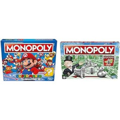 Monopoly E9517100 Super Mario Celebration galda spēle Super Mario faniem no 8 gadiem un Monopola spēle, Ģimenes galda spēle 2 līdz 6 spēlētājiem, bērniem no 8 gadiem