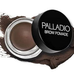 Palladio Brow Pomade ūdensizturīgs, 24 stundu nodilums, notraipīšanas un sviedru necaurlaidīga formula, Super Creamy Formula slīd un palīdz radīt dramatisku, izteiktu, nevainojamu izskatu, vidēji brūns