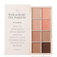 BOM Base on Basic Eye Palette 01Coralism ar dabisko bāzi siltu un neitrālu acu ēnu paleti 8 krāsās