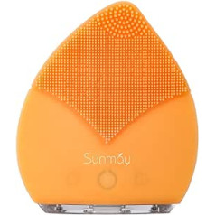 Sunmay Leaf Facial Cleansing Brush with Timer and Memory Function, Ultra Hygienic Soft Silicone for Deep Cleansing, Face Massager, Gentle Exfoliation and Massage (Orange)