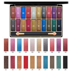 Disaar Beauty Shiny 20 Color Wet Eyeshadow Palette Makeup Glitter 3D Gold Talka pulveris Ūdensizturīgs uzlabotas nanotehnoloģijas noturīgs efekts 27 g (MT 2#)