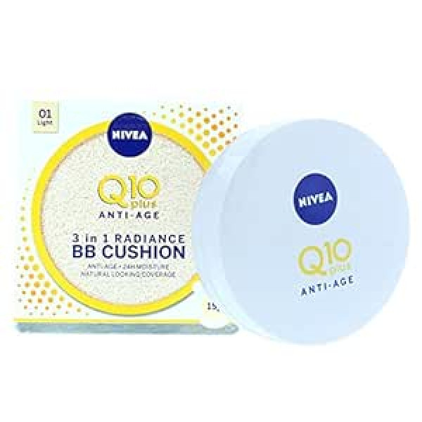 Nivea Q10 Anti-Ageing Bb Cream Cushion Light, 24h pretgrumbu mitrināšana, 15 g