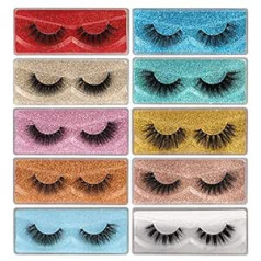 Newcally Lashes Накладные ресницы Натуральные 3D ресницы из искусственной норки 10 пар 10 стилей Пушистые тонкие накладные ресницы Эффектные многор