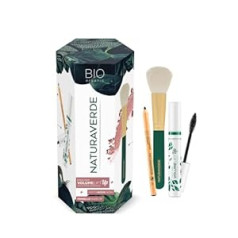 Naturaverde Organic Make Up Gift Set with Black Eye Pencil, Black Mascara and Brush for Earth, Powder and Blush, Makeup Set Gift Idea