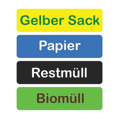 Laminated Bin Stickers (German, Rectangular: 11 cm Wide, Pack of 4)