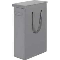 Chrislley Slim Laundry Basket with Lid 58 L High Thin Laundry Basket Breathable Foldable Tall Narrow Laundry Bag Large Storage Basket Waste Bin for Laundry Washing Bedroom Grey