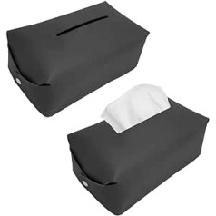 DeryArcle Pack of 2 Tissue Box Rectangular Cosmetic Tissue Box PU Leather Tissue Dispenser Organiser Tissue Box Cover Decorative Paper Box Holder for Living Room, Dining Room, Office