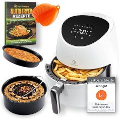 Nutri Fryer XXL karstā gaisa cepeškrāsns (2000 W), jaudas gaisa fritieris, filtrs cool touch, digitālais skārienekrāna taimeris, frī kartupeļi bez taukiem vai eļļas, picas paplāte, muca, recepšu grāmata (angļu valoda netiek garantēta)