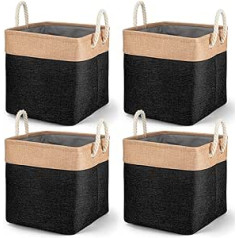 4 Pack Large Storage Baskets, Foldable Fabric Storage Boxes with Handles for Clothes, Toys, Cube Storage Baskets for Cupboards, Shelves, Closet