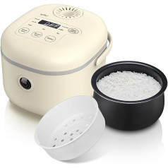 Bear Rice Cooker 2 L with Steamer, 6 Rice Cooking Functions with Brown Rice, Steam, Porridge, Soup, Preset and Keep Warm, Multifunctional 350 W Electric Mini Rice Cooker for 2-4 People