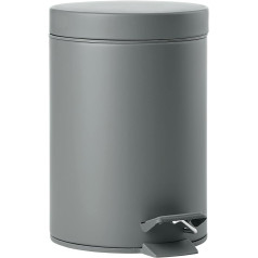 Zone Denmark Solo Pedal Bin Small Bathroom Cosmetic Bin 3L Soft-Close Lid Diameter 17 cm Height 25 cm Capacity 3 Litres Grey