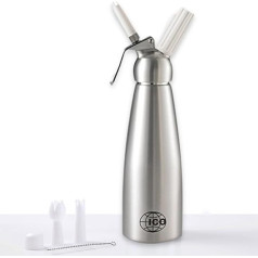 Impeccable Culinary Objects (ICO) ICO 1L/1 US Quart Brushed Aluminum Whip Cream Dispenser/Cream Whipper Silver