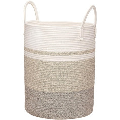 Ajiteogy Tall Laundry Basket, Large Woven Rope Laundry Basket with Handles, 50cm x 38cm, Blanket Basket, Toy Baskets, Laundry Baskets, Ideal for Living Room, Nursery and Bedroom