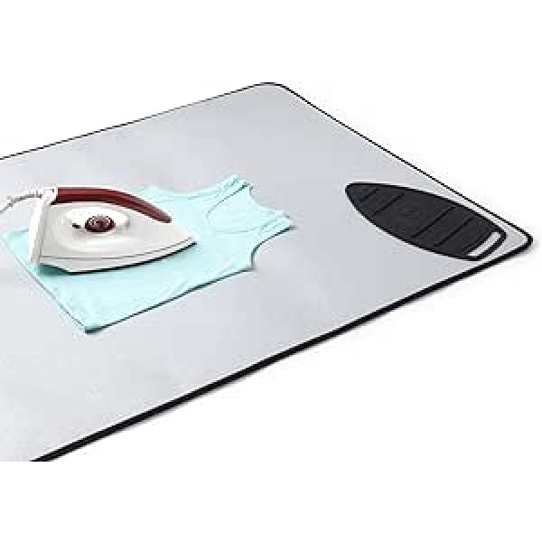 Encasa Homes Ironing Mat/Ironing Pad - Metallic Silver (Large 120 x 70 cm) with 5 mm Foam Padding & Silicone Iron Pad for Steam Ironing on Table Top or Bed - Heat Reflective