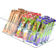 Youngever 2 Pack Clear Plastic Storage Organizer 11x6x3.5 Inch 3 Divided Compartments Pantry Organizer Snack Soup Spice Packages