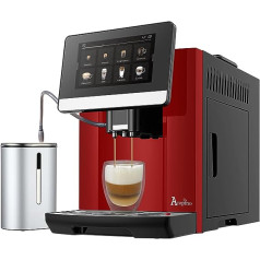 Acopino Barletta Fully Automatic Coffee Machine, Espresso Machine, Large Colour Display, with Milk System for Perfect Coffee Enjoyment (Red)
