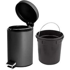 3 Liter Edelstahl Treteimer für Küche Bad WC Müllbehälter Black 3 Ltr Bin