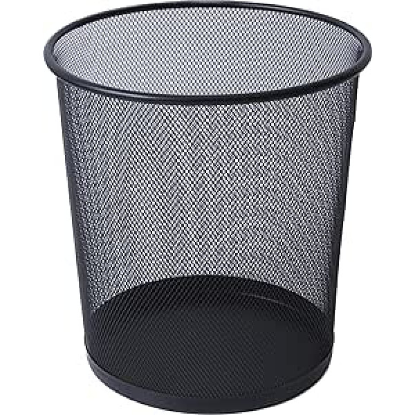 IPEA Metal Mesh Waste Paper Bin - 28 x 26 cm - Metal Waste Paper Bin for Office, Home, Room, School - Waste Paper Bin for Desk, Table, Furniture - Black