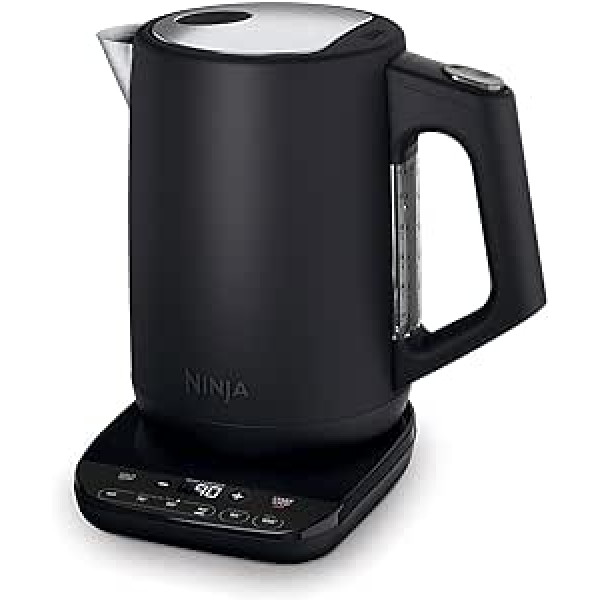 Ninja Perfect temperatūras tējkanna 1,7 l ar temperatūras kontroli, LED displejs, viegli lietojama tējkanna ar ātru vārīšanu un temperatūras saglabāšanu, matēta melna, KT200UK