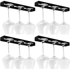 CYJZHEU Wine Glass Holder, Hanging Glass Holder, Hanging Glass Holder, Screwless Hanging, Glass Holder Suitable for Kitchen, Hotel, Bar, Restaurant, Pack of 4 (Black)