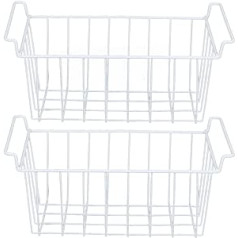 2pcs Wire Storage Freezer Baskets, Metal Wire Baskets with Handles, Wire Storage Baskets Bin Organiser Food, Freezer Organiser Bins for Home (L 45 cm x W 24.5 cm x H 20 cm)