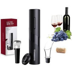 4 Piece Wine Corkscrew Set, Champagne Stopper, Wine Aerator, Silicone Wine Stopper with 1 Wine Pump, 1 Vacuum Wine Stopper and 1 Pourer, 1 Tin Foil Knife for Wine, Champagne, Birthday