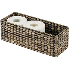 mDesign Dyed Woven Water Hyacinth Basket - Stackable Wicker Basket - Ideal Bathroom Storage - Dark Brown