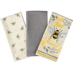 Bumble Bee Tea Towels 100% Cotton Decorative Kitchen Cooking BBQ Set of 3